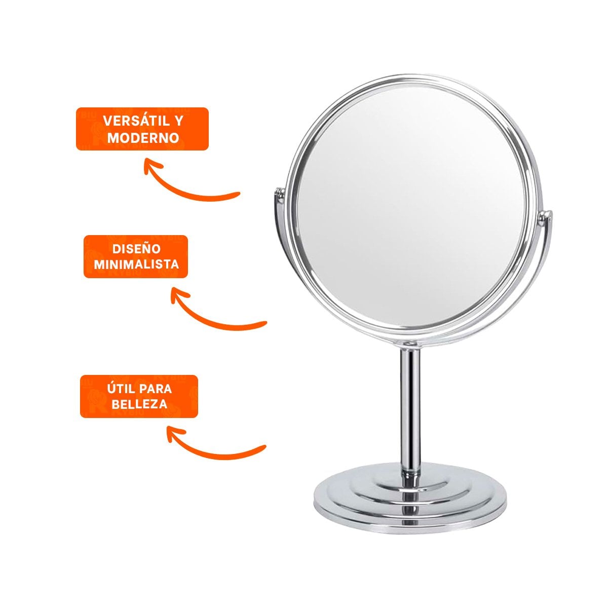 CRISTAL DE TOCADOR CIRCULAR DOBLE 14,5CM PLATEADO FUNCIONAL - 3