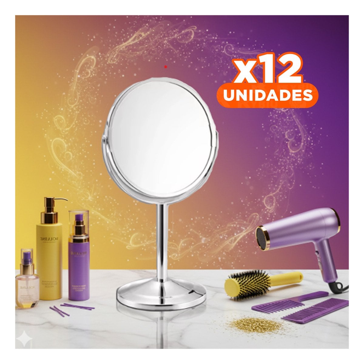 PACK12 REFLEJO MODERNO CIRCULAR DOBLE DE MESA 14,5CM PLATEADO - 1