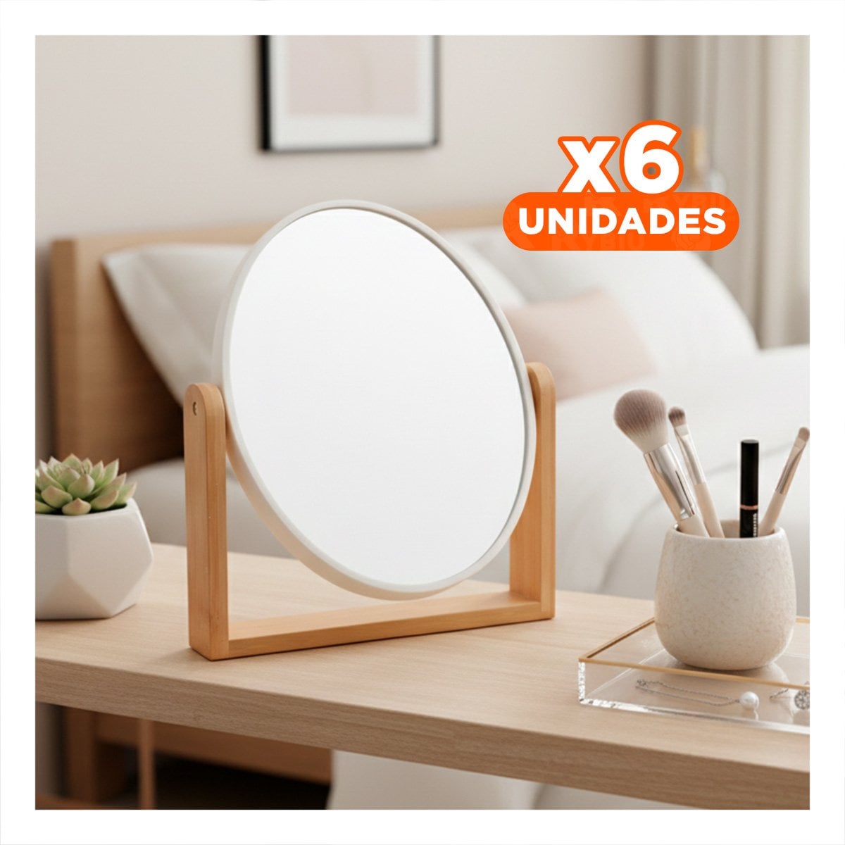 PACK6 LUNA OVALADA DOBLE PARA DORMITORIO 15CM CON BASE MADERA Y+REGALO STICKER - 1