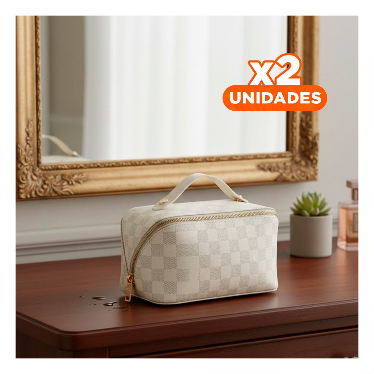 PACK2 CARTUCHERA COMPACTA BLANCA DE CUADROS PARA USO DIARIO Y+REGALO STICKER - 1