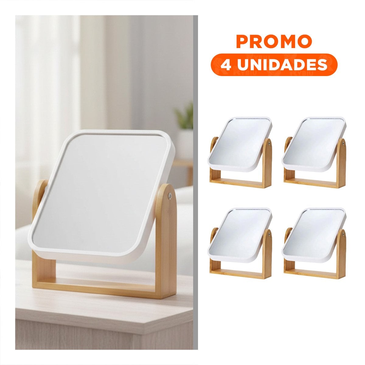 PACK4 LUNA RECTANGULAR DOBLE CON BASE MADERA 16,5CM TRANSPARENTE Y+REGALO STICKER - 1