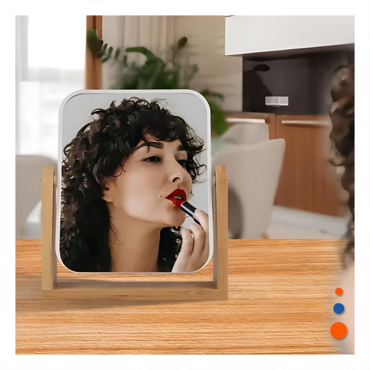 REFLEJO RECTANGULAR DOBLE CON BASE MADERA NATURAL 16,5CM TRANSPARENTE Y+POST IT - 2