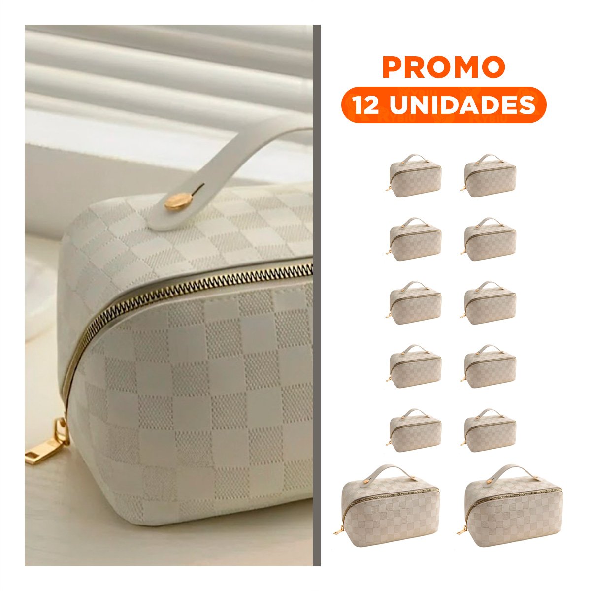 PACK12 BOLSA BLANCA PRACTICA PARA MAQUILLAJE DIARIO Y+REGALO STICKER - 1