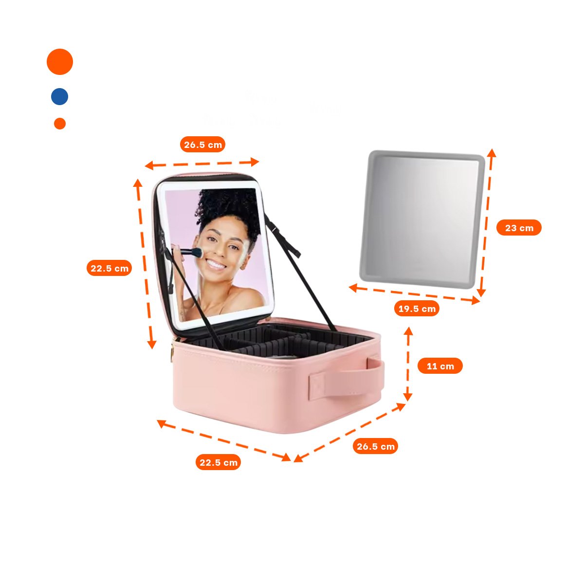 PACK4 MALETIN MODERNO DE MAQUILLAJE CON ESPEJO ROSADO CON DISEÑO ACTUAL Y+REGALO STICKER - 4