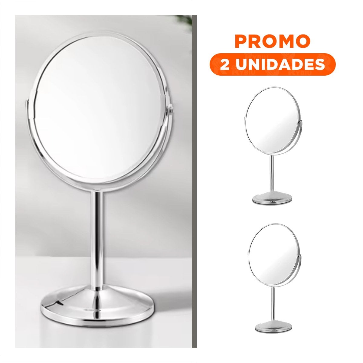 PACK2 SUPERFICIE REFLECTIVA GIRATORIA CIRCULAR DE MESA 21,5CM PLATEADO - 1