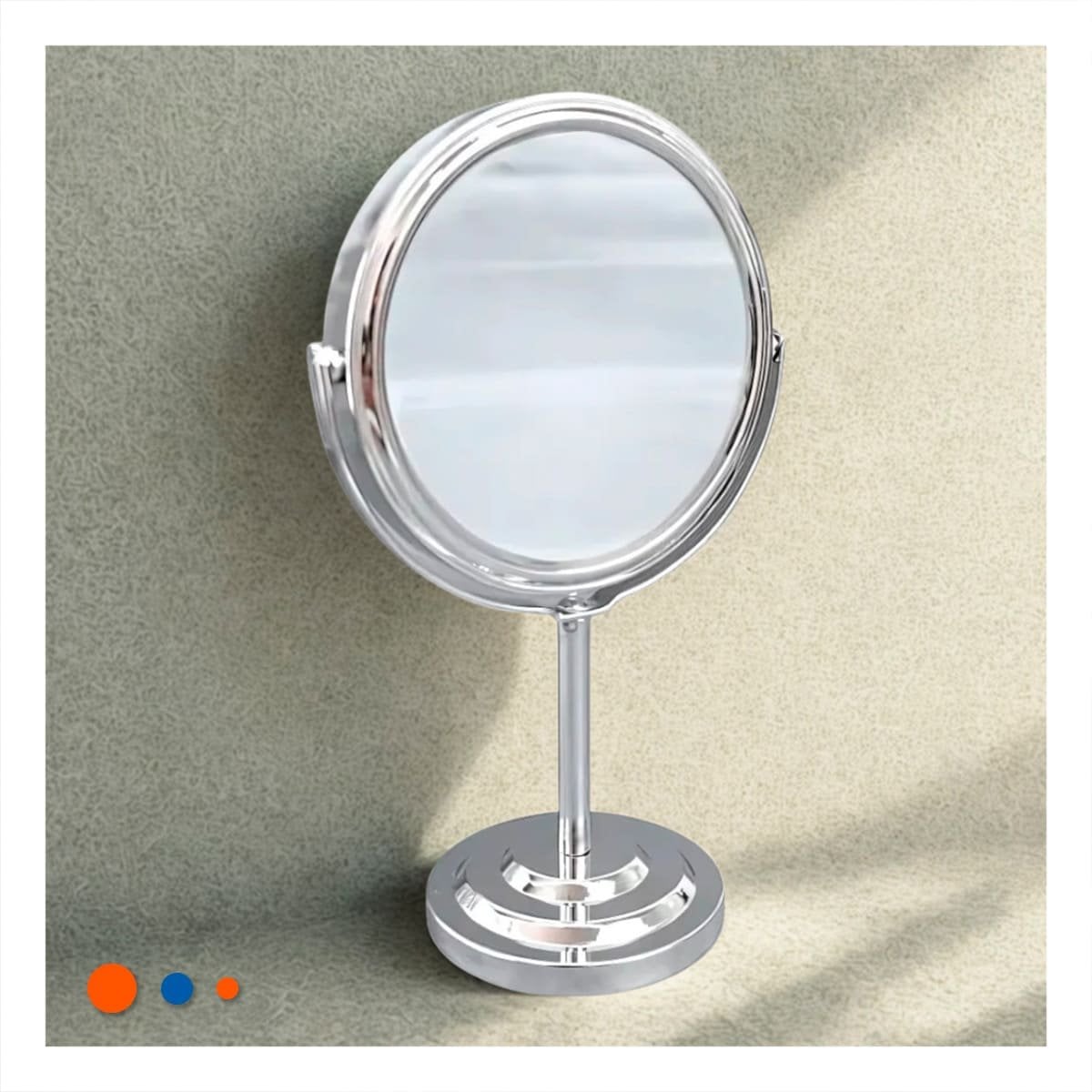 PACK2 SUPERFICIE REFLECTIVA GIRATORIA CIRCULAR DE MESA 21,5CM PLATEADO - 3
