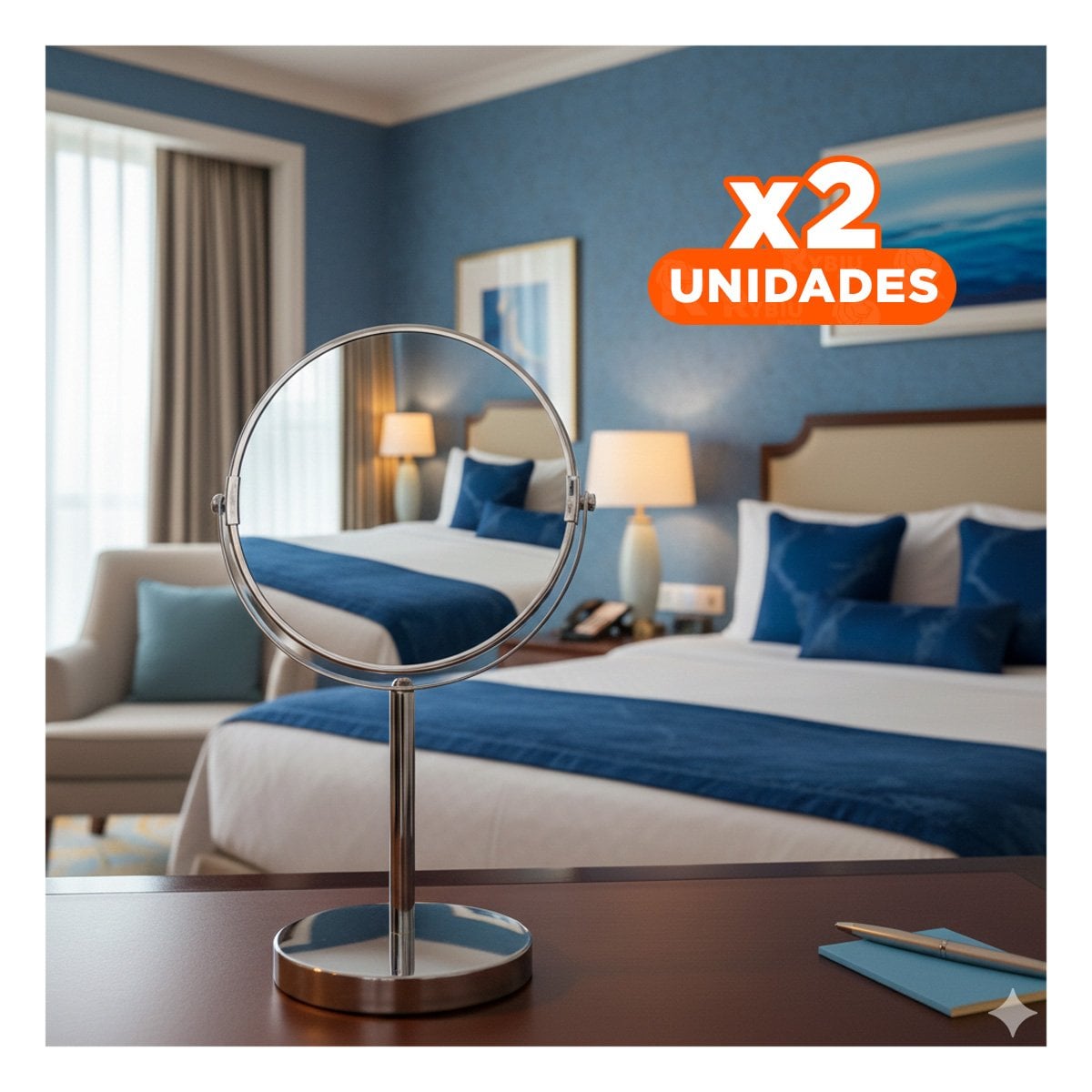 PACK2 COMPLEMENTO REDONDO DOBLE DE MESA 21,5CM PLATEADO Y+REGALO STICKER - 1