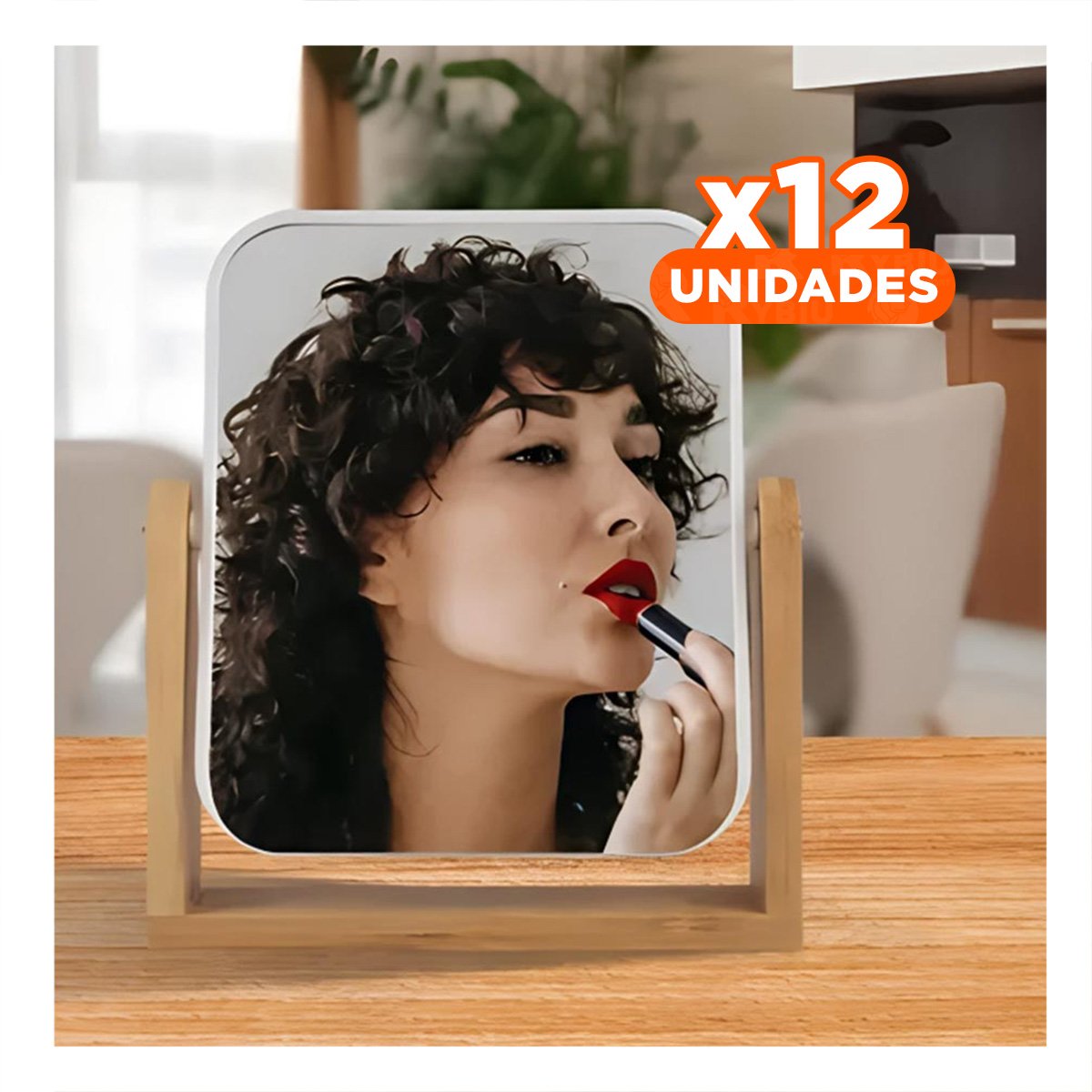 PACK12 REFLEJO RECTANGULAR DOBLE PARA VESTIDOR 16,5CM TRANSPARENTE MADERA - 1