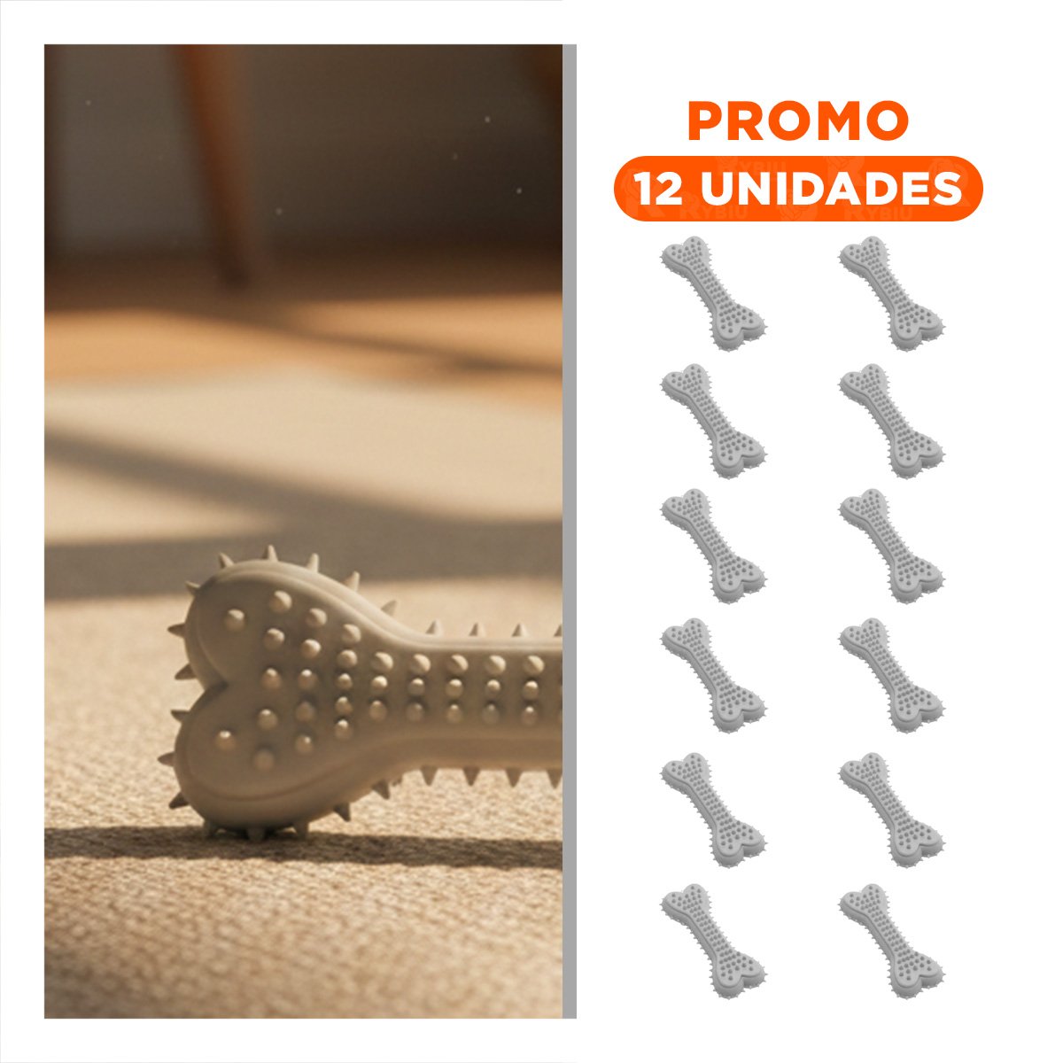 PACK12 ELEMENTO EN COLOR PLOMO CON FORMA HUESO CON PUAS EN ESPACIOS NEUTROS Y+REGALO STICKER - 1