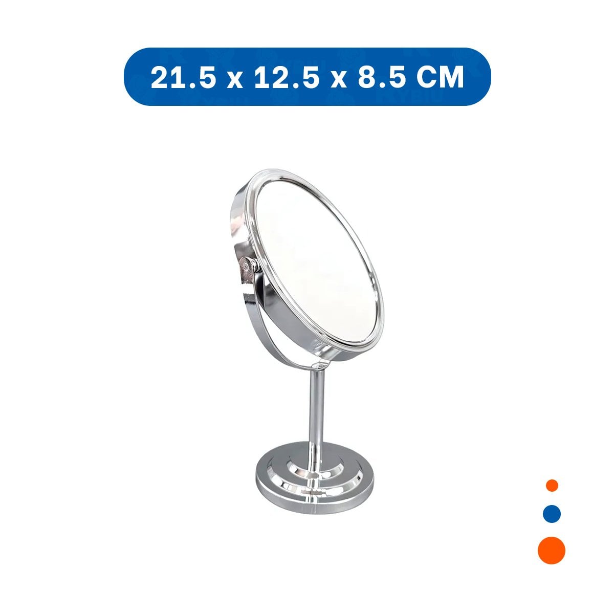 PACK6 ESPEJO MODERNO CIRCULAR DOBLE DE MESA 21,5CM PLATEADO - 4