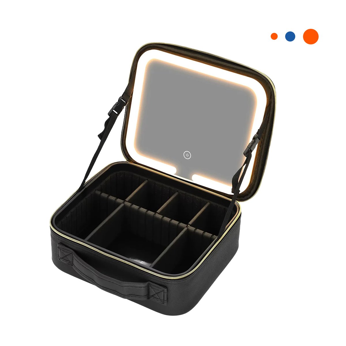 PORTACOSMETICOS PROFESIONAL DE MAQUILLAJE CON ESPEJO NEGRO Y+REGALO STICKER - 3