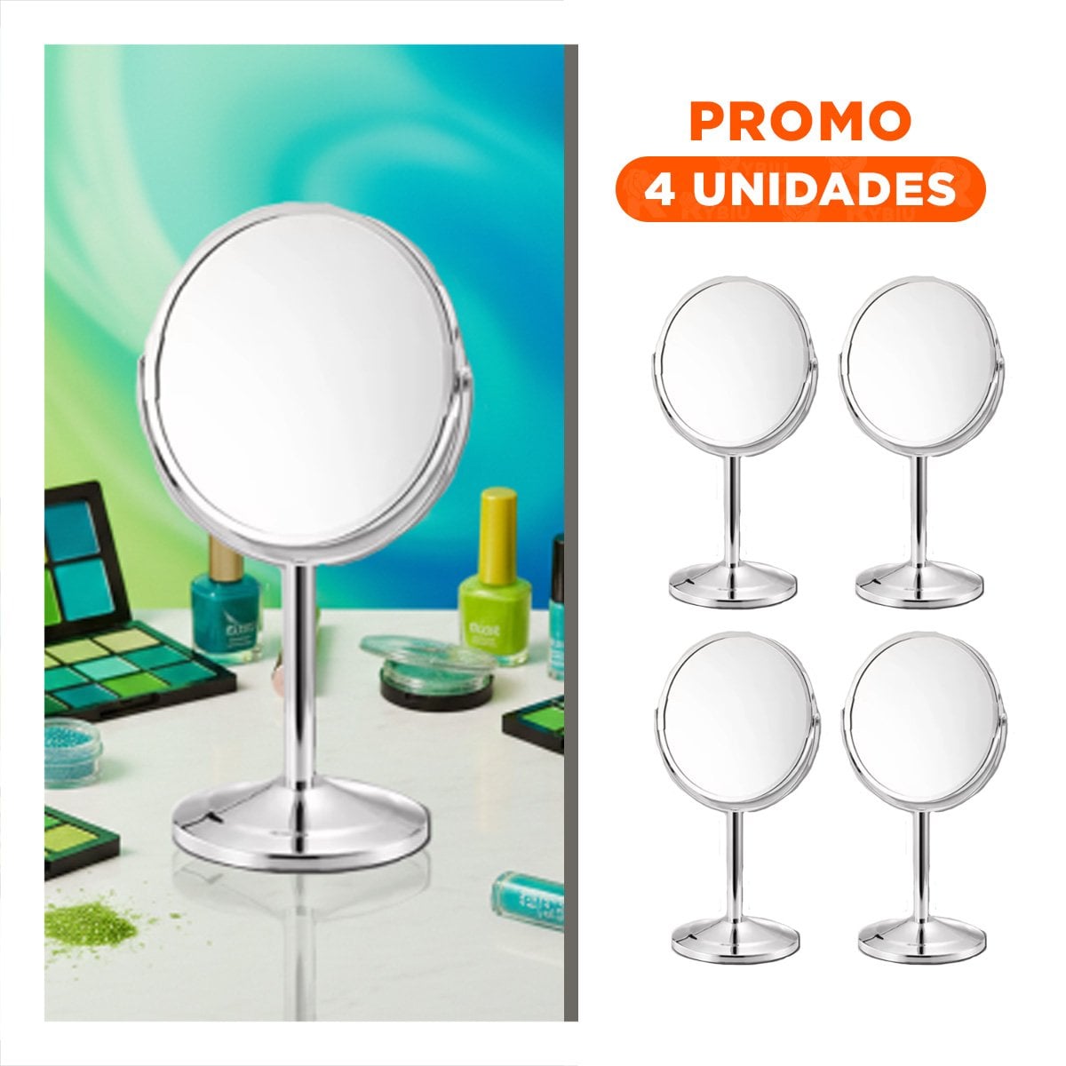 PACK4 CRISTAL DECORATIVO CIRCULAR DOBLE DE MESA 14,5CM PLATEADO Y+REGALO STICKER - 1