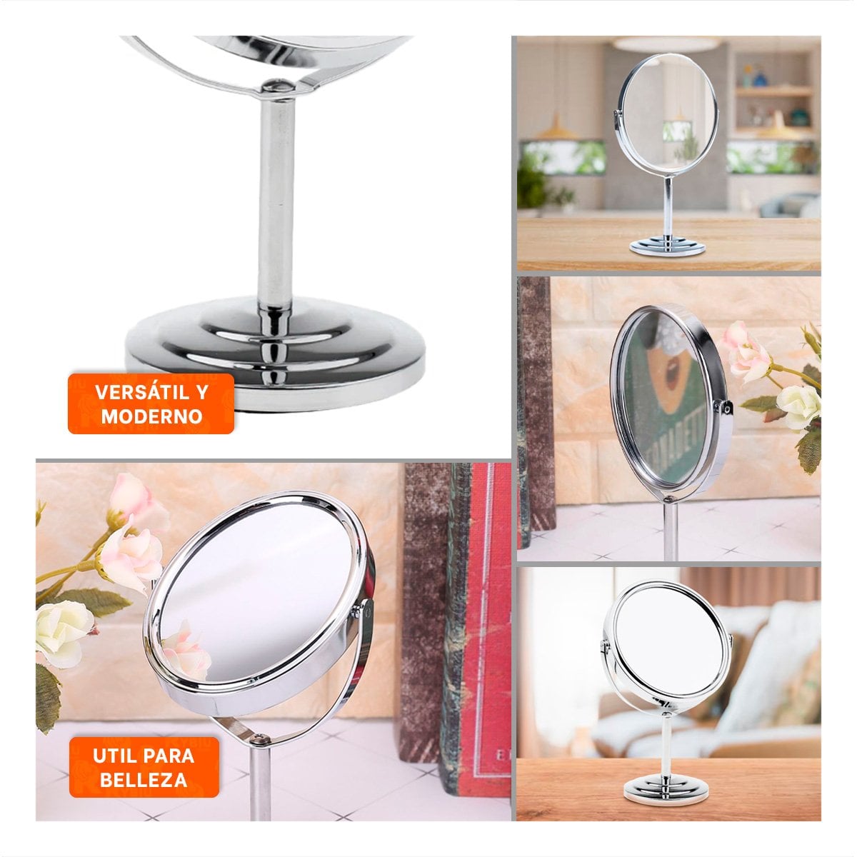 PACK4 CRISTAL DECORATIVO CIRCULAR DOBLE DE MESA 14,5CM PLATEADO Y+REGALO STICKER - 2