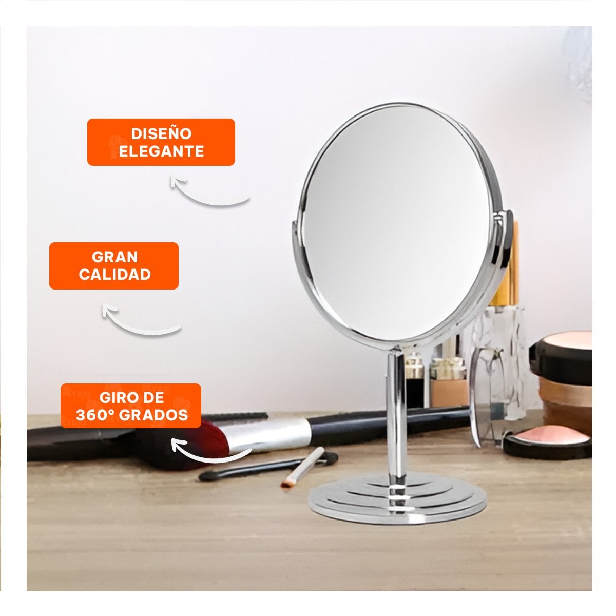 PACK6 REFLEJO DE TOCADOR OVALADO DOBLE 16CM PLATEADO Y+REGALO STICKER - 2