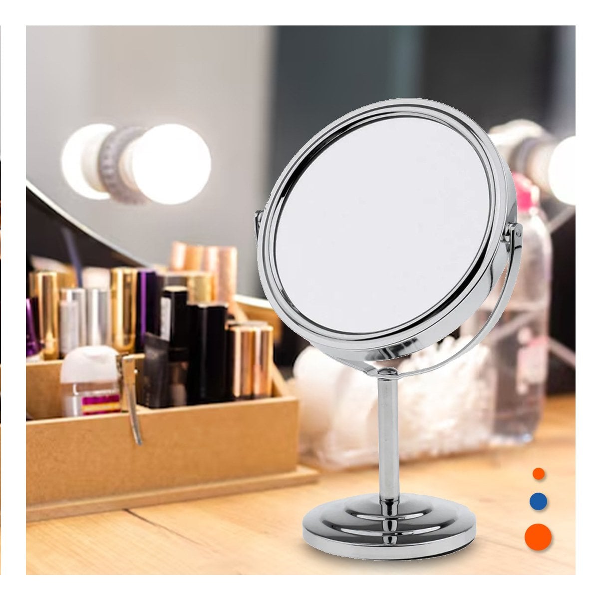 PACK6 REFLEJO DE TOCADOR OVALADO DOBLE 16CM PLATEADO Y+REGALO STICKER - 5