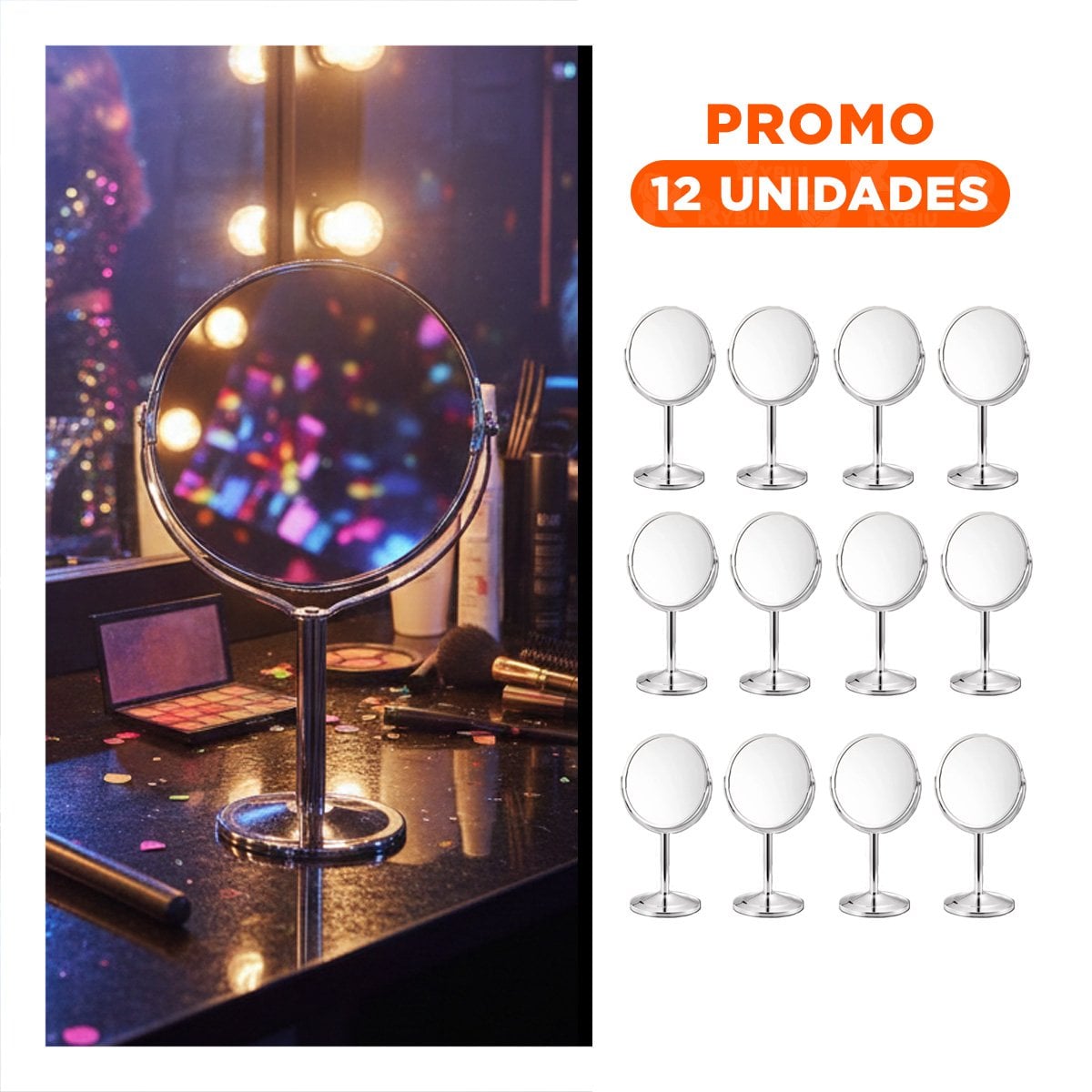 PACK12 LUNA MODERNA CIRCULAR DOBLE DE MESA 14,5CM PLATEADO Y+REGALO STICKER - 1