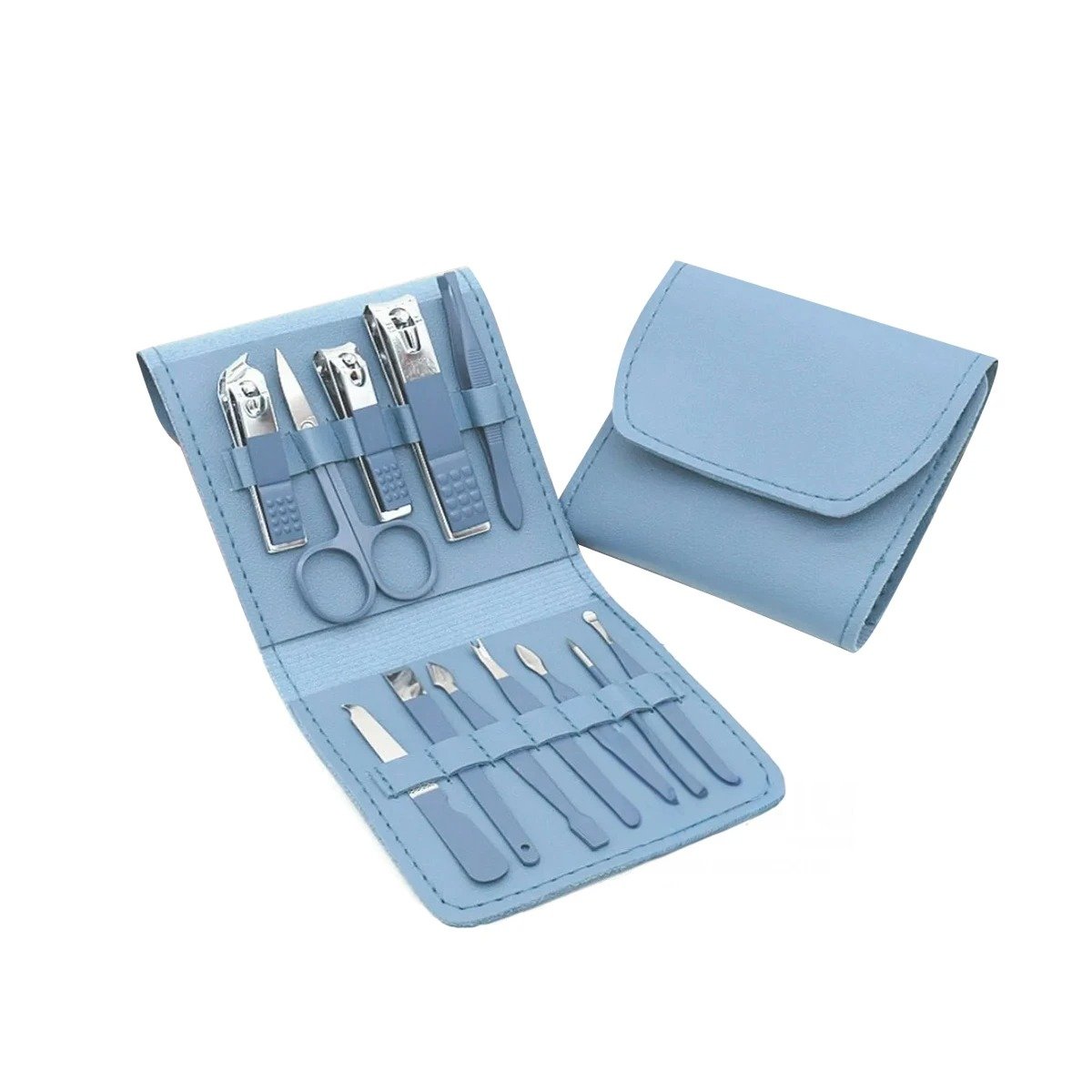PACK4 ACCESORIOS PROFESIONALES 12 PIEZAS MANICURE Y PEDICURE CELESTE COMPLETO Y+PAPEL REGALO - 3