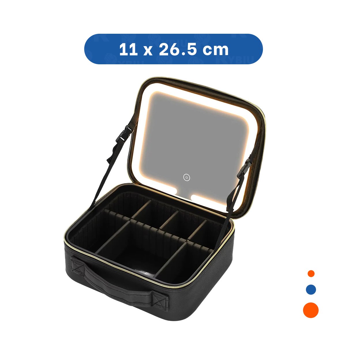 ORGANIZADOR PROFESIONAL DE MAQUILLAJE CON ESPEJO NEGRO ELEGANTE Y+LIGAS REGALO - 4