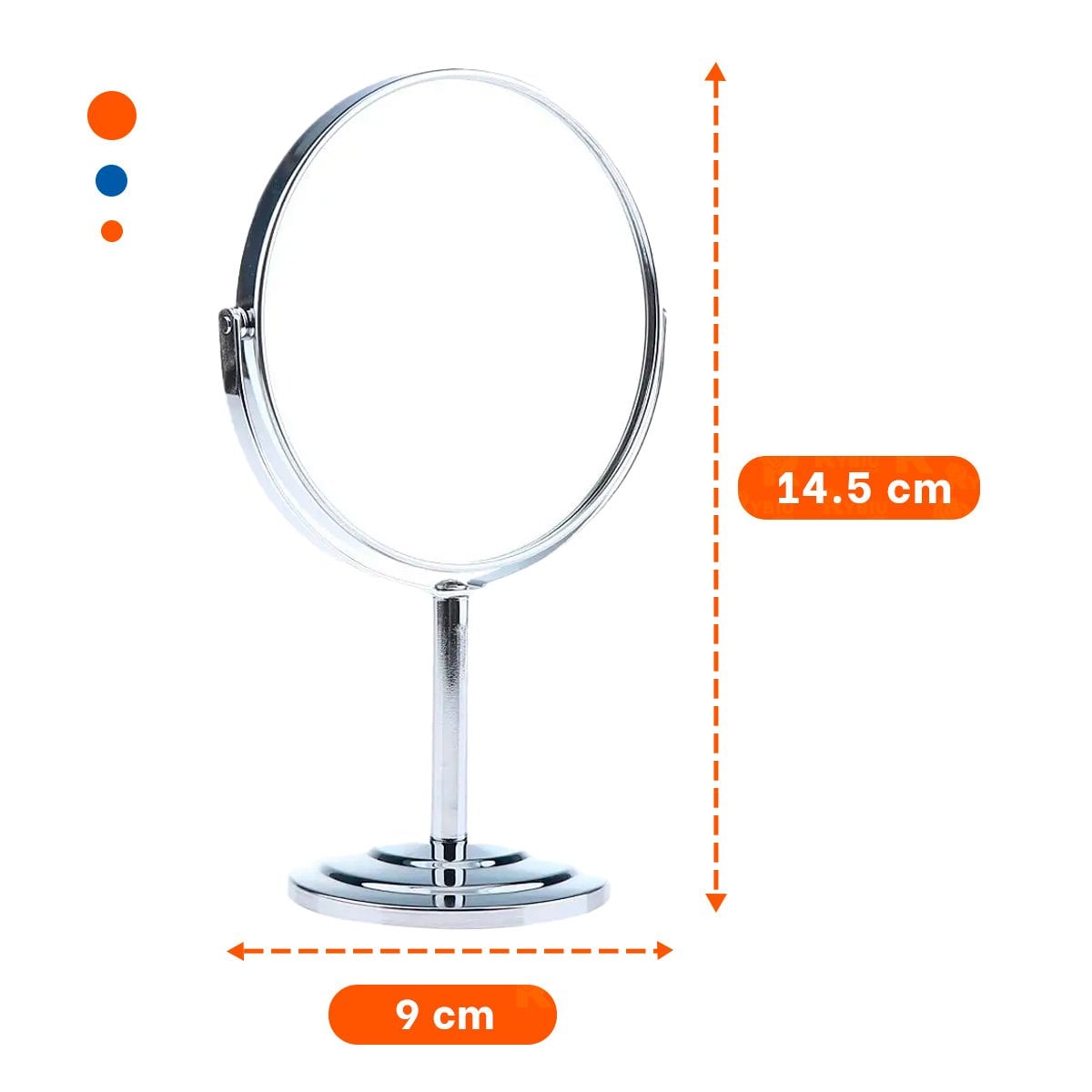 PACK6 ESPEJO MODERNO CIRCULAR DOBLE DE MESA 14,5CM PLATEADO Y+REGALO STICKER - 2