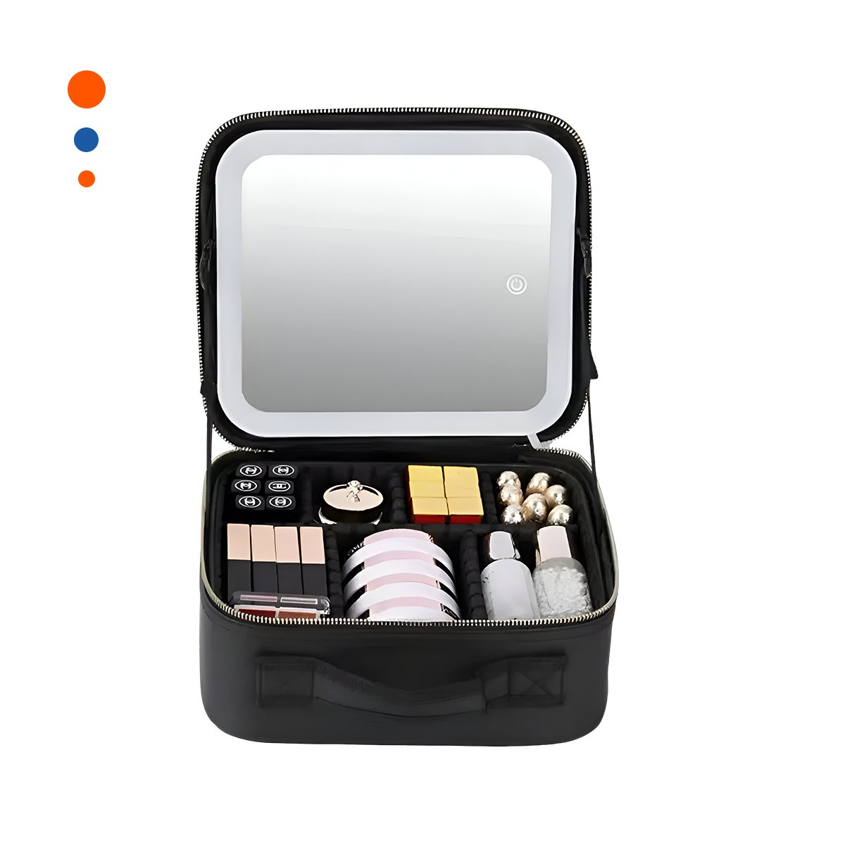 PACK2 MALETA RIGIDA DE MAQUILLAJE CON ESPEJO NEGRO DISEÑO MODERNO Y+REGALO STICKER - 2