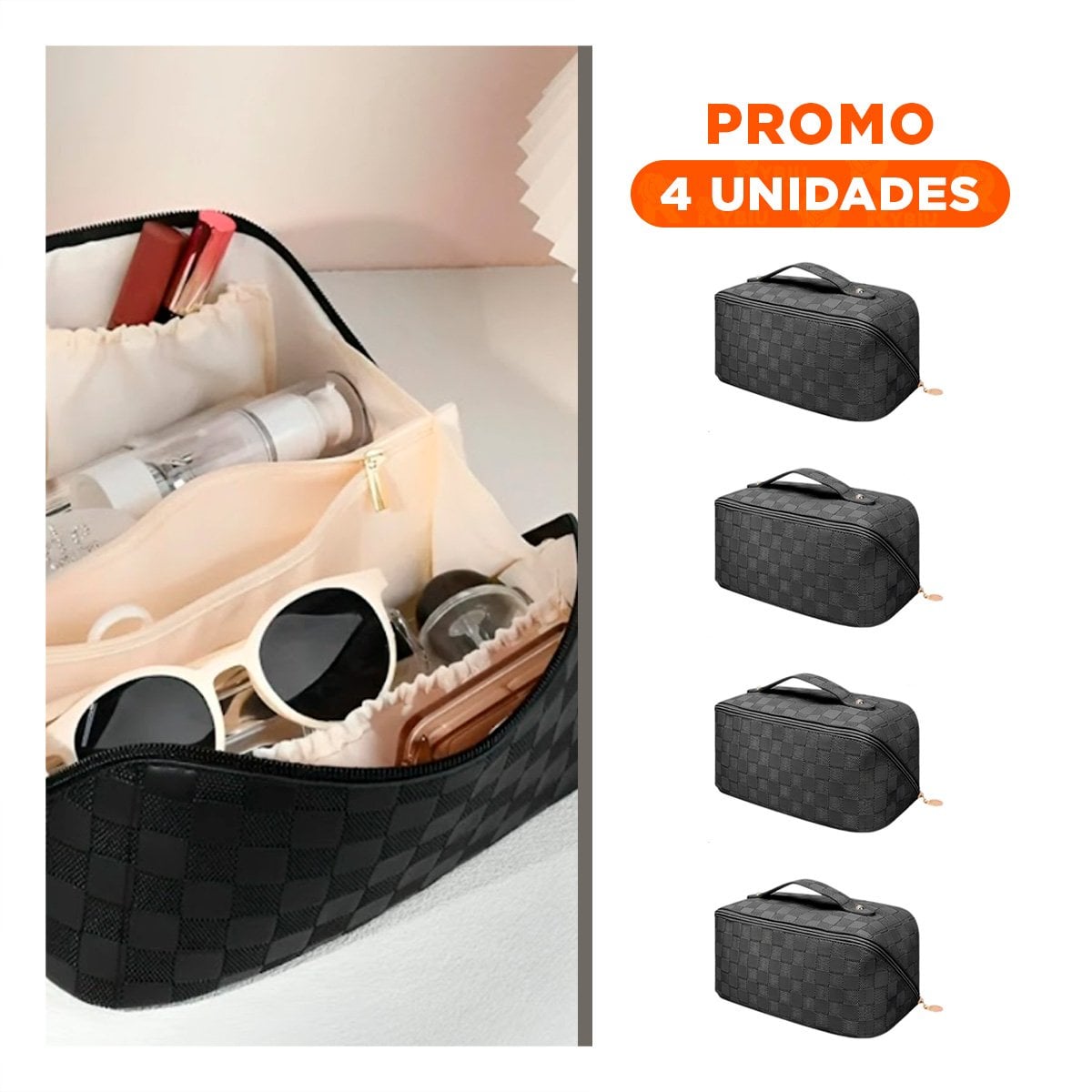 PACK4 CARTUCHERA COMPACTA NEGRA DE CUADROS PARA USO DIARIO Y+REGALO STICKER - 1