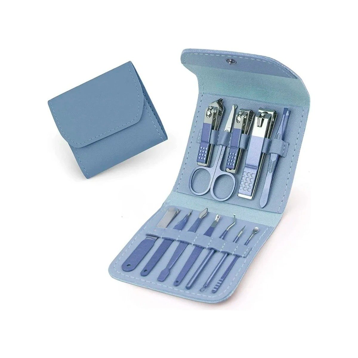 PACK12 HERRAMIENTAS DE BELLEZA 12 PIEZAS MANICURE Y PEDICURE CELESTE Y+REGALO STICKER - 2