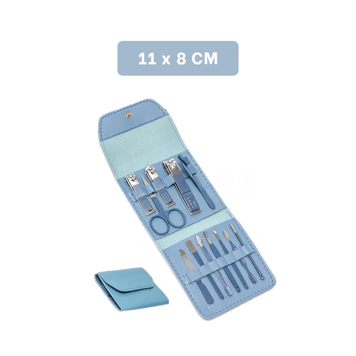 PACK12 HERRAMIENTAS DE BELLEZA 12 PIEZAS MANICURE Y PEDICURE CELESTE Y+REGALO STICKER - 4