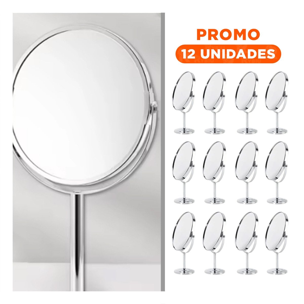 PACK12 SUPERFICIE REFLECTIVA DE TOCADOR OVALADO 16CM PLATEADO Y+REGALO STICKER - 1