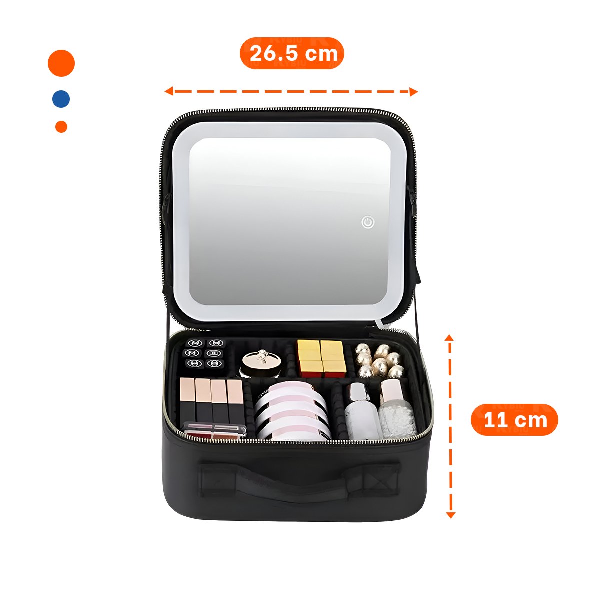 PACK4 MALETIN PORTATIL DE MAQUILLAJE CON ESPEJO NEGRO PRACTICO Y+REGALO STICKER - 4