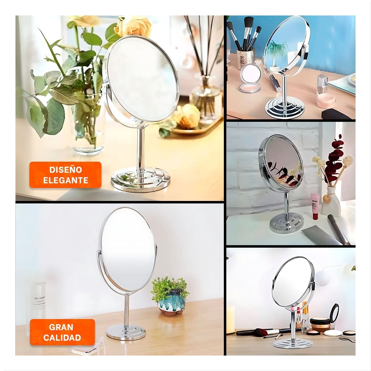 PACK4 ARTICULO DECORATIVO CIRCULAR DOBLE DE MESA 21,5CM PLATEADO Y+REGALO STICKER - 2