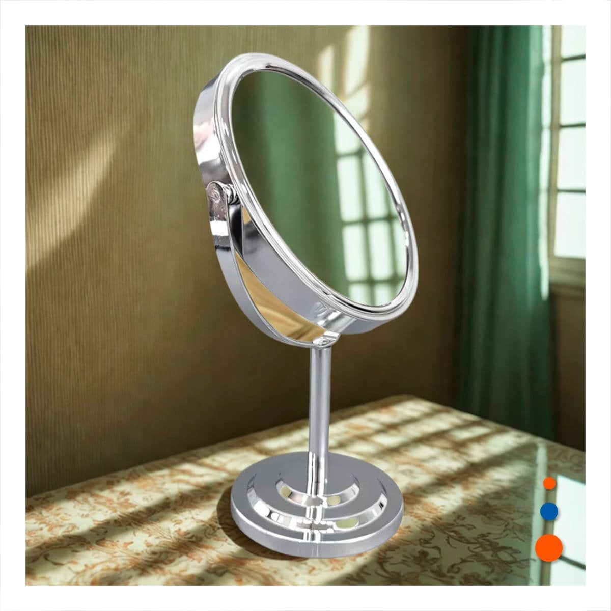 PACK4 ARTICULO DECORATIVO CIRCULAR DOBLE DE MESA 21,5CM PLATEADO Y+REGALO STICKER - 3