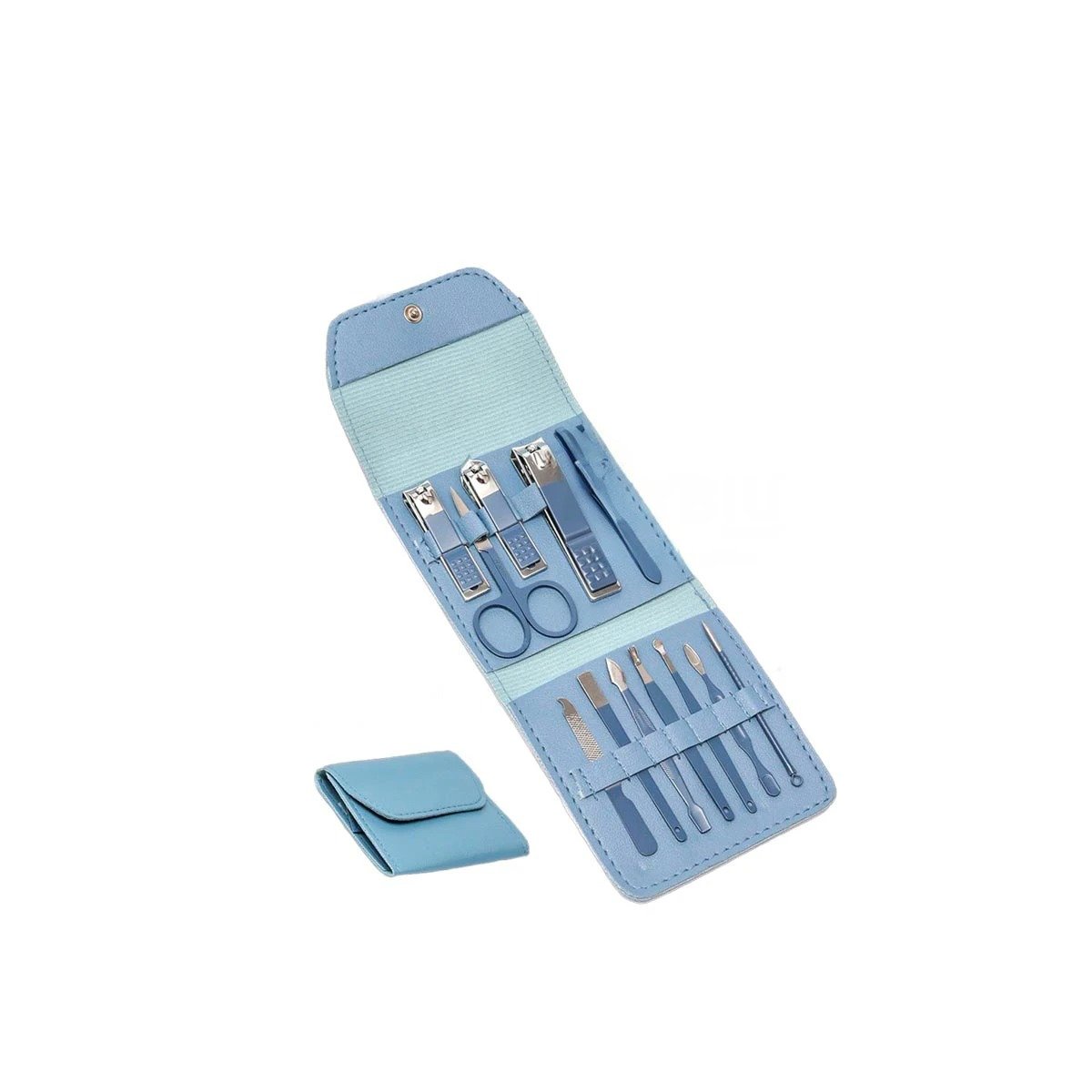 PACK6 HERRAMIENTAS MANICURE Y PEDICURE 12 PIEZAS CELESTE CON CORTAUÑAS Y+REGALO STICKER - 2