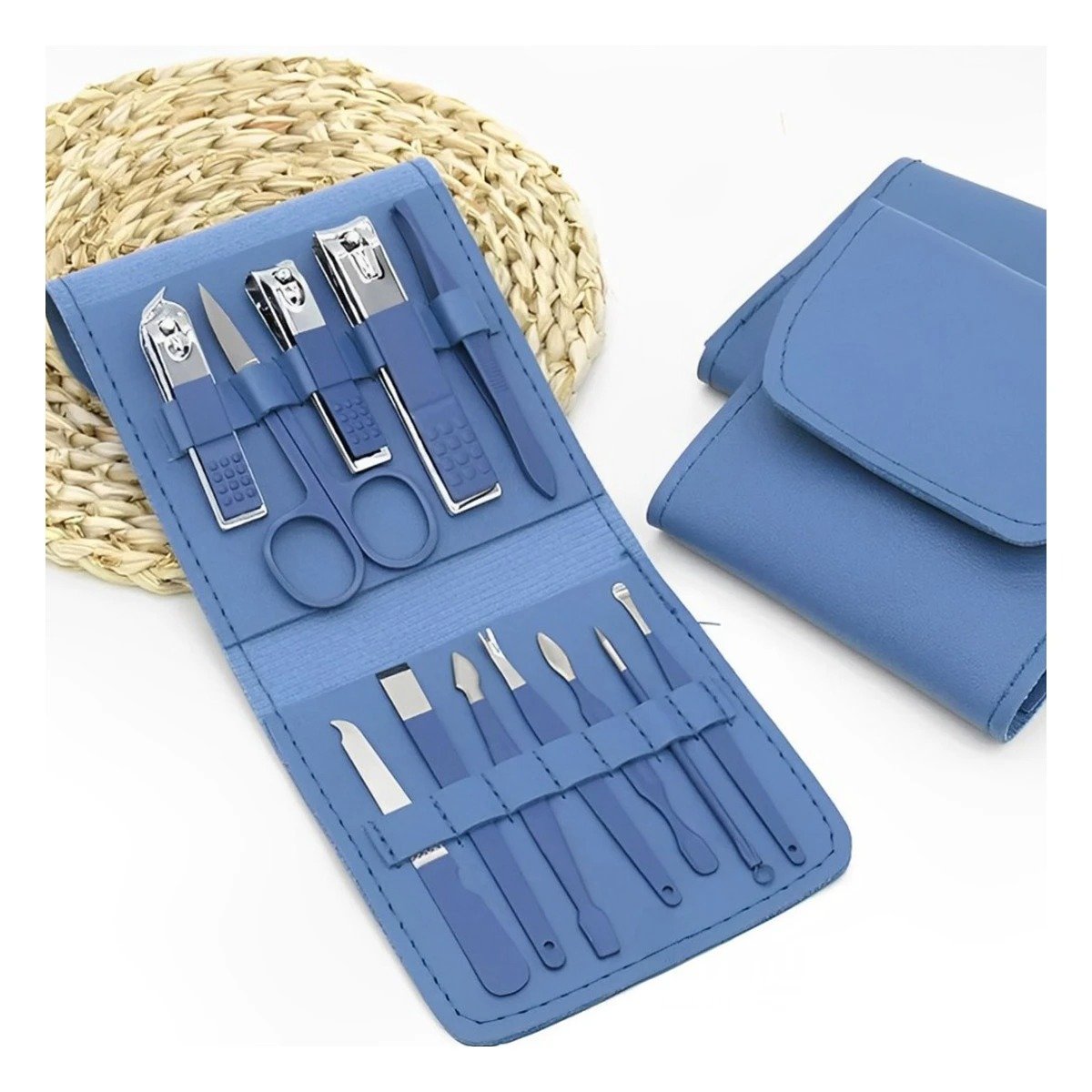 PACK6 ACCESORIOS COMPLETOS 12 PIEZAS MANICURE Y PEDICURE CELESTE PARA CASA Y+PAPEL REGALO - 2