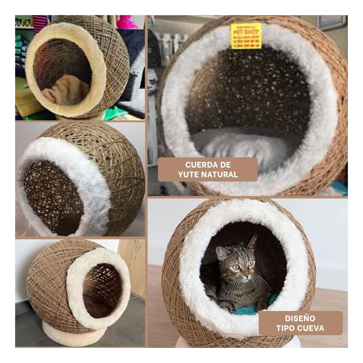BASE CONFORTABLE CON COJIN MARRON CLARO EN NIDO PELUCHE BLANCO Y+POST IT - 1
