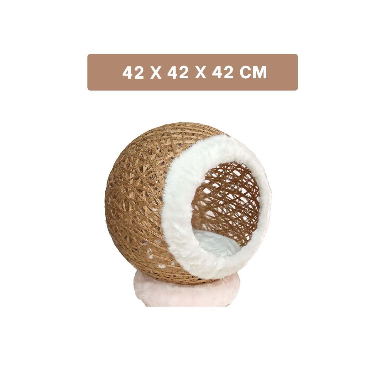 BASE CONFORTABLE CON COJIN MARRON CLARO EN NIDO PELUCHE BLANCO Y+POST IT - 4
