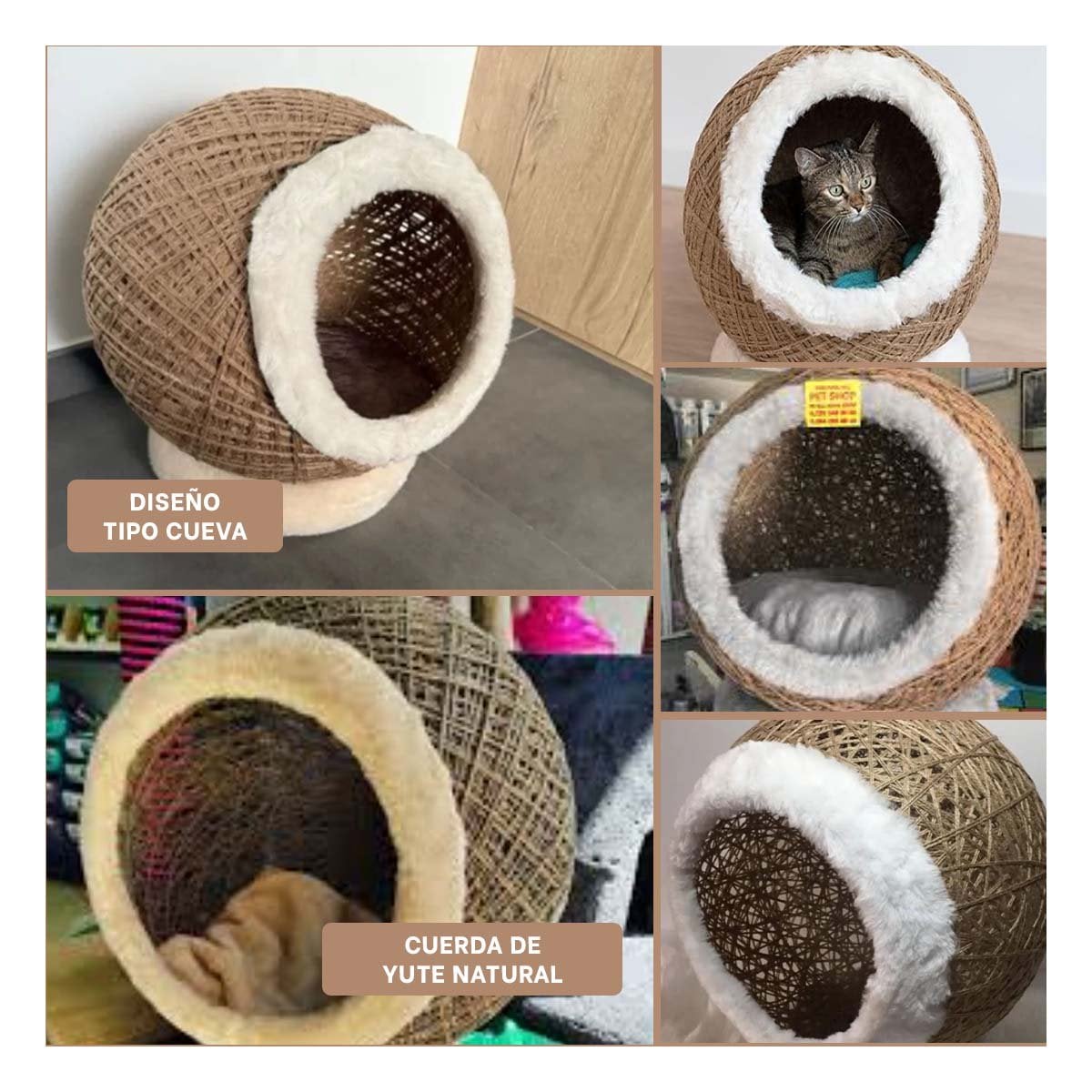 BASE CONFORTABLE CON COJIN MARRON CLARO EN NIDO PELUCHE BLANCO Y+POST IT - 5
