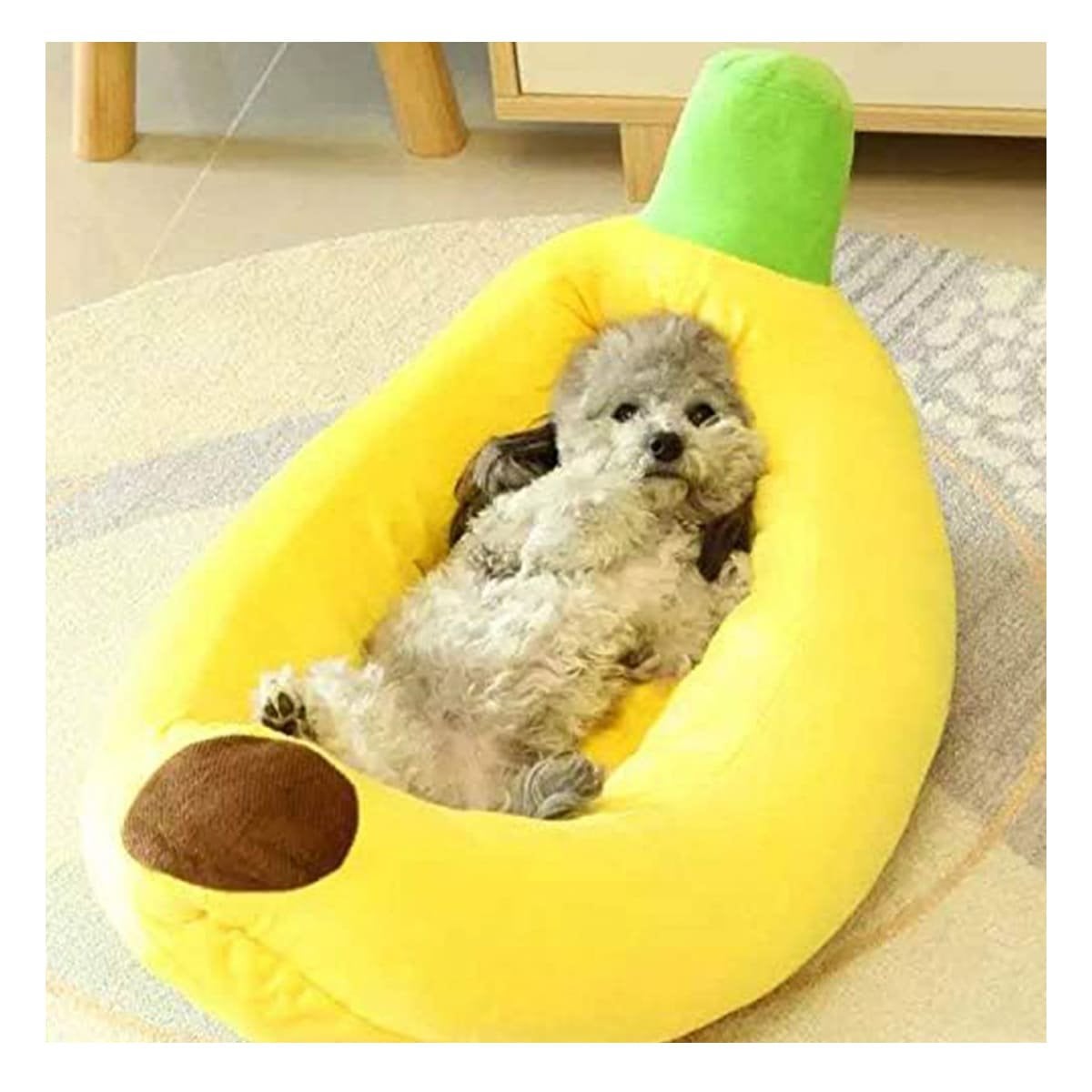 BASE ACOLCHADA ESTILO PLATANO PARA MASCOTA TALLA M AMARILLO VIBRANTE Y+PAPEL REGALO - 3