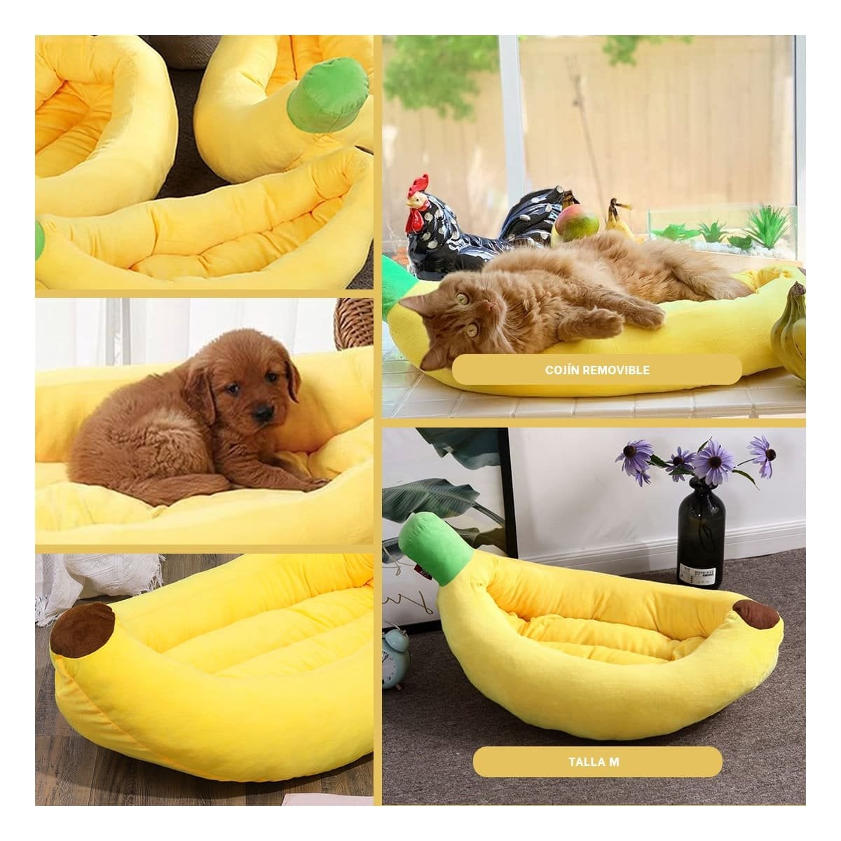 PACK4 DESCANSO CONFORTABLE Y ENVOLVENTE TIPO PLATANO PARA MASCOTA TALLA M Y+REGALO STICKER - 2