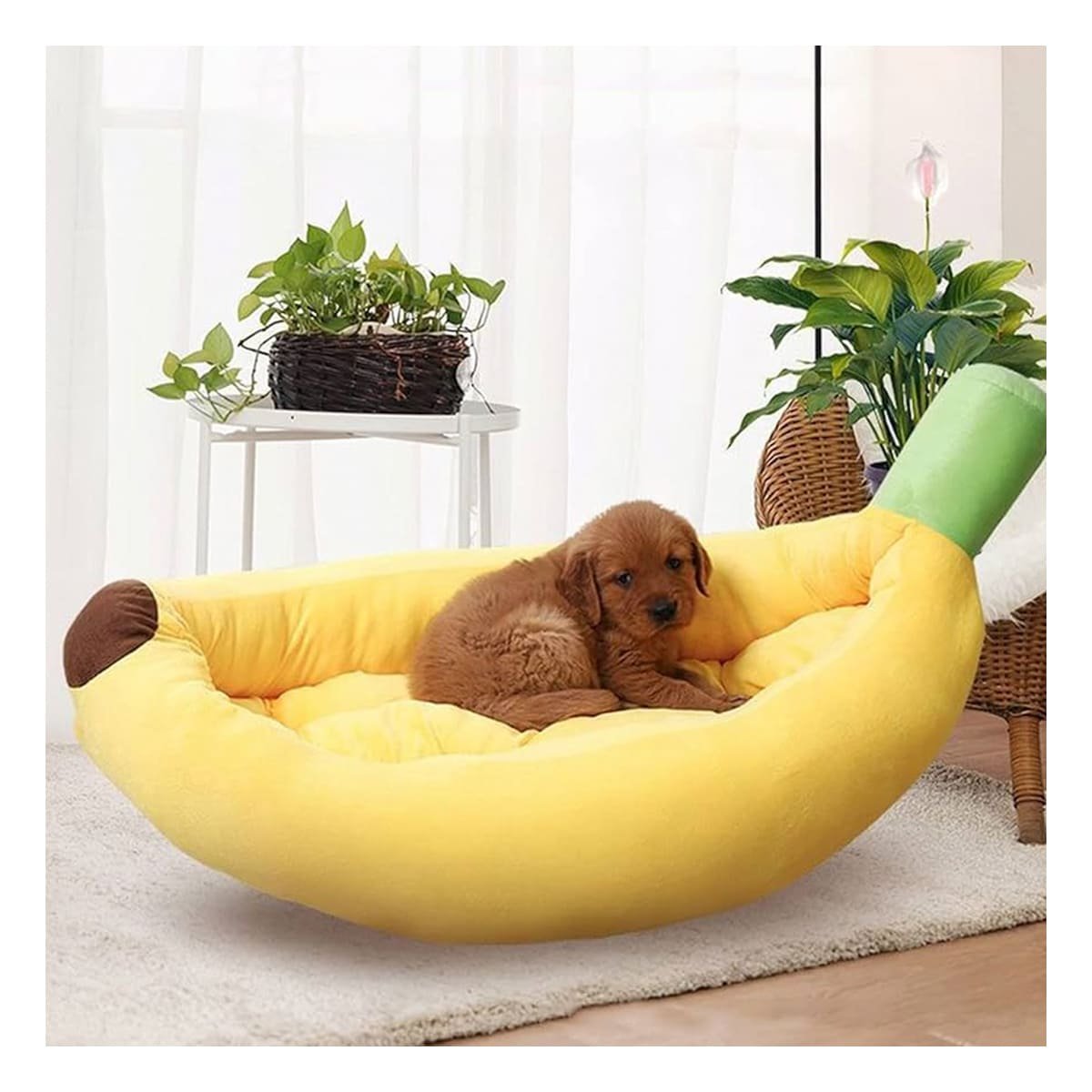 PACK6 DORMITORIO TIPO PLATANO PARA MASCOTA TALLA M EN COLOR AMARILLO SUAVE - 2