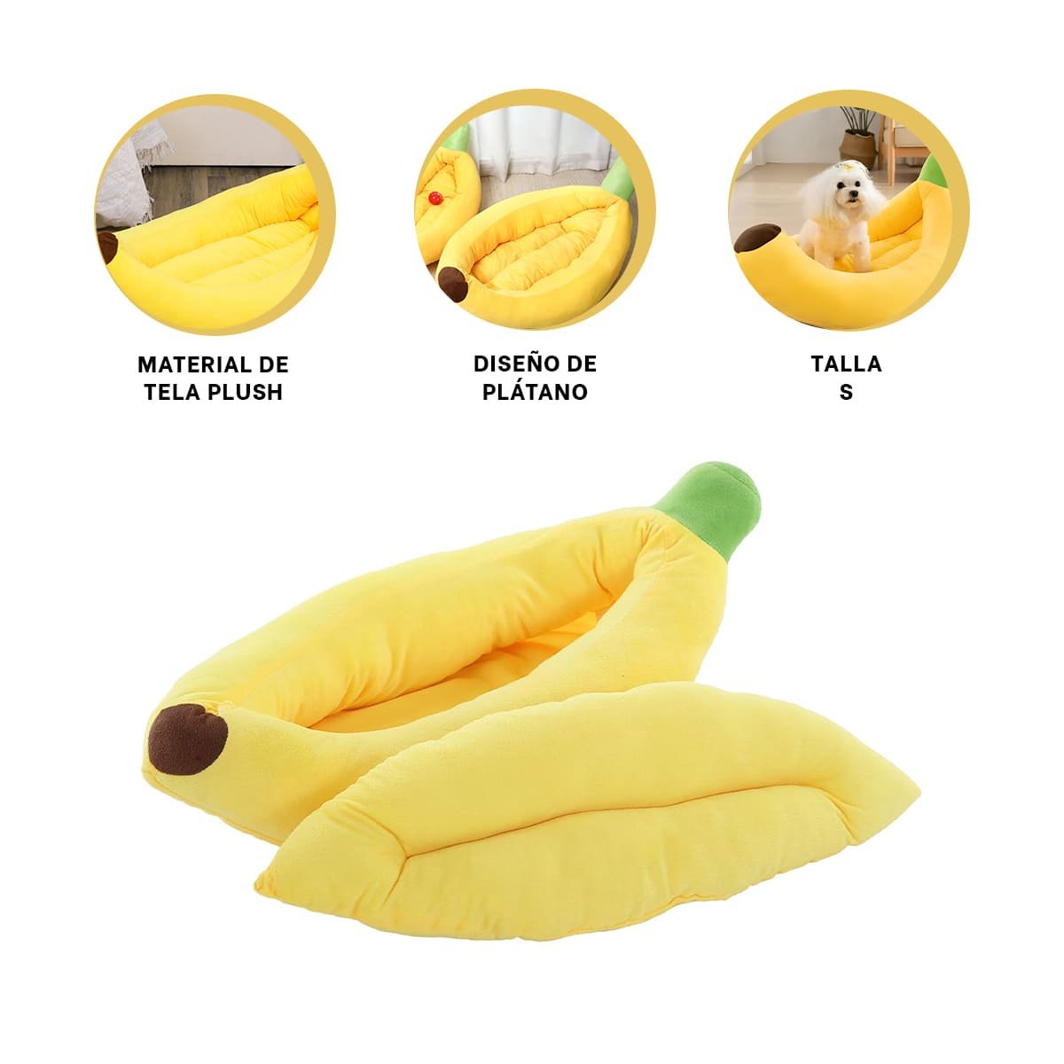 BASE TIPO PLATANO PARA MASCOTA TALLA S EN COLOR AMARILLO SUAVE PARA MASCOTA - 3