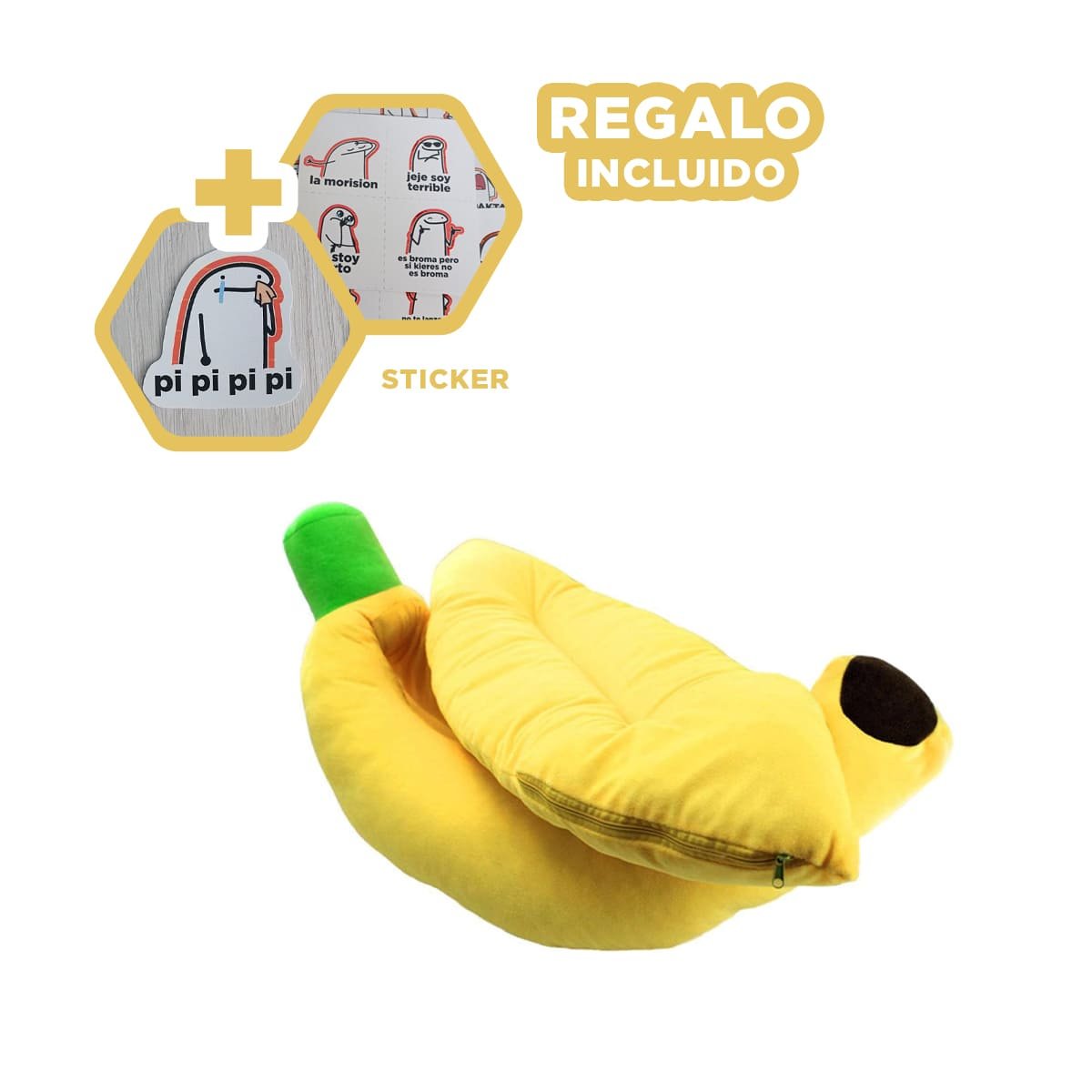 BASE COMODA CON FORMA DE PLATANO PARA MASCOTA TALLA L AMARILLO Y+REGALO STICKER - 1