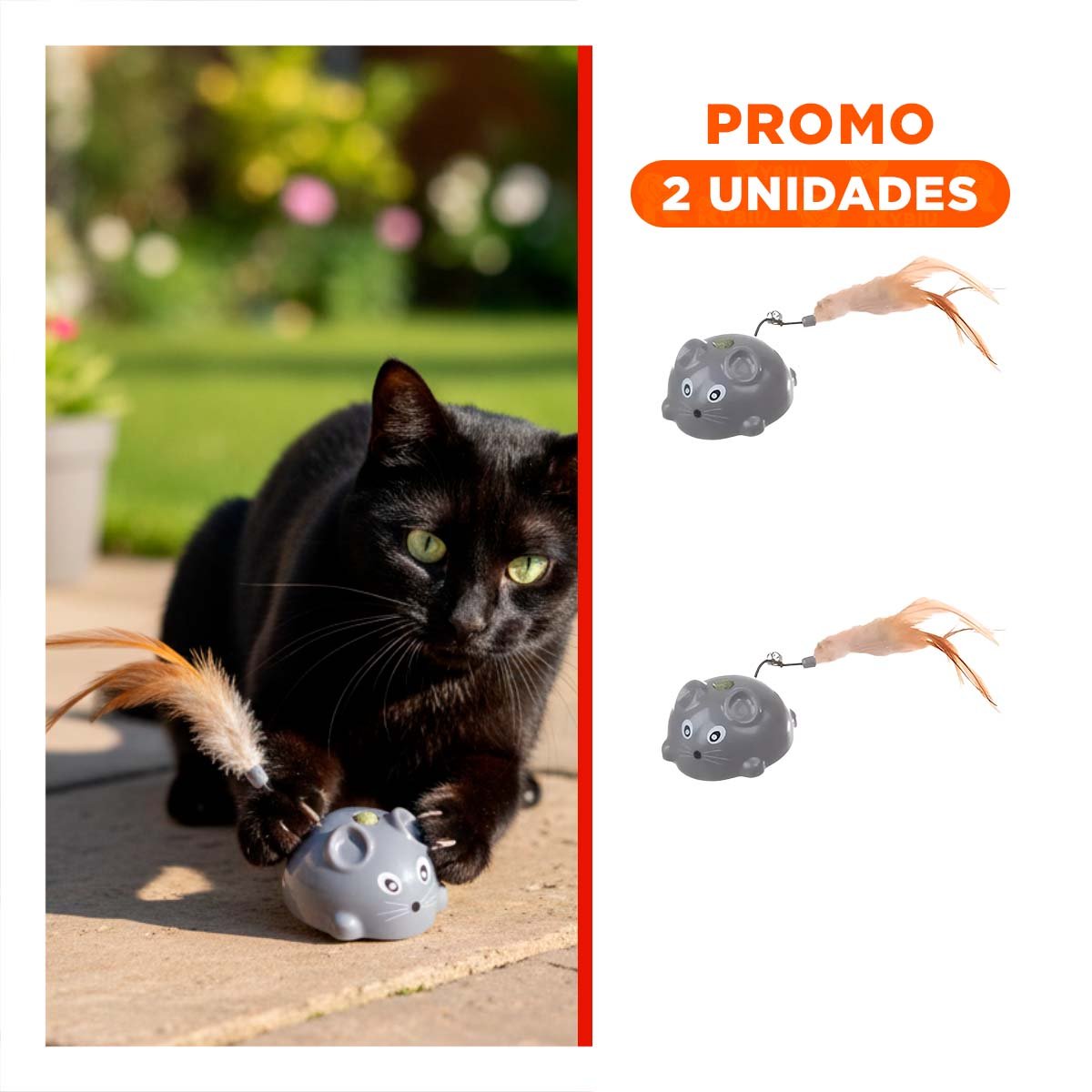 PACK2 RATON INTERACTIVO PLOMO CON CATNIP DE GRAN BRILLO PARA UNA VISTA - 1