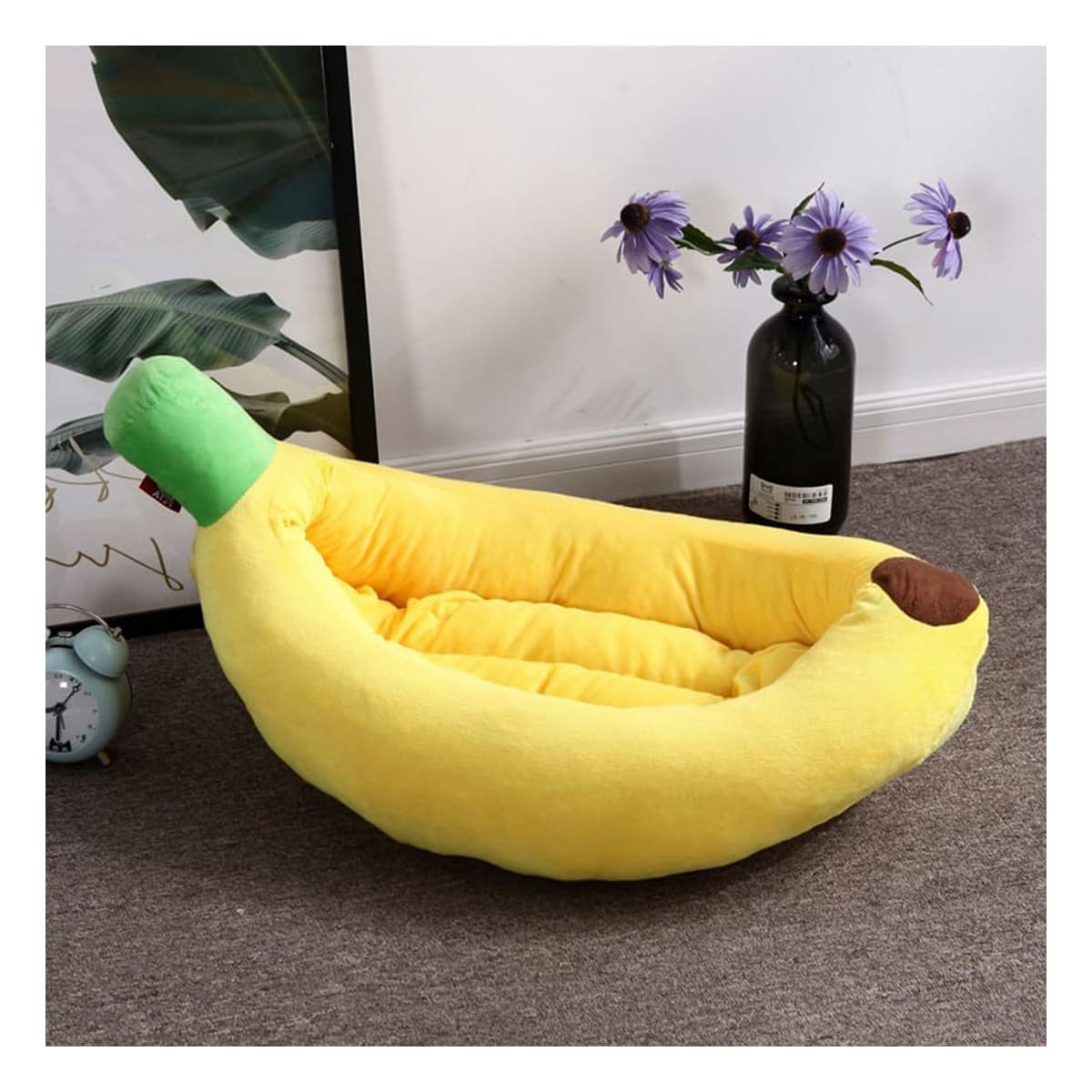 PACK2 DESCANSO ACOLCHADO ESTILO PLATANO PARA MASCOTA TALLA L AMARILLO VIBRANTE Y+REGALO STICKER - 3