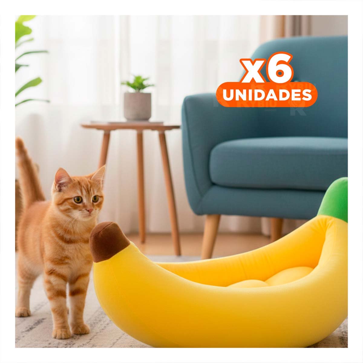 PACK6 DORMITORIO COMODO CON FORMA DE PLATANO PARA MASCOTA TALLA M AMARILLO Y+REGALO STICKER - 1