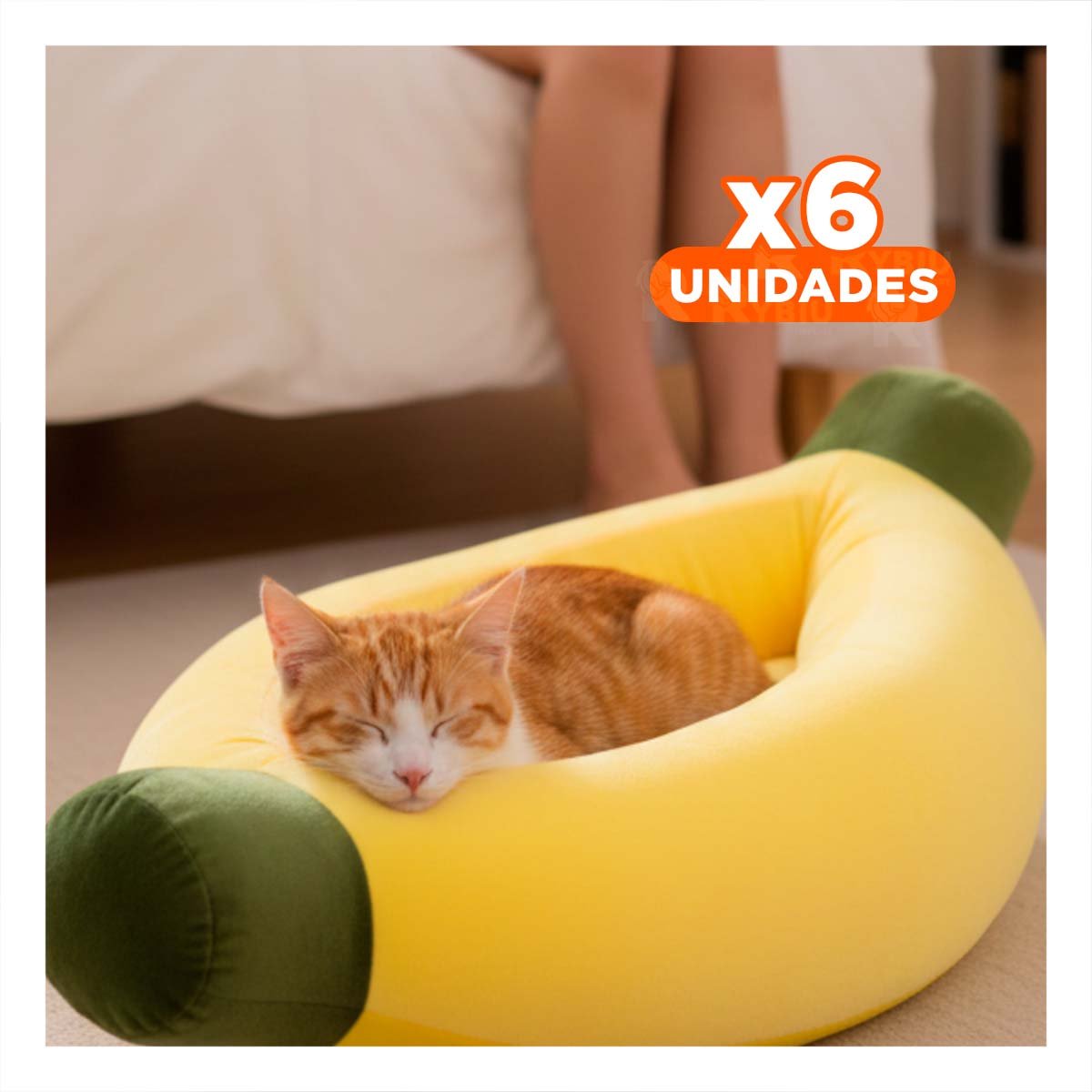 PACK6 DORMITORIO COMODO CON FORMA DE PLATANO PARA MASCOTA TALLA S AMARILLO Y+REGALO STICKER - 1