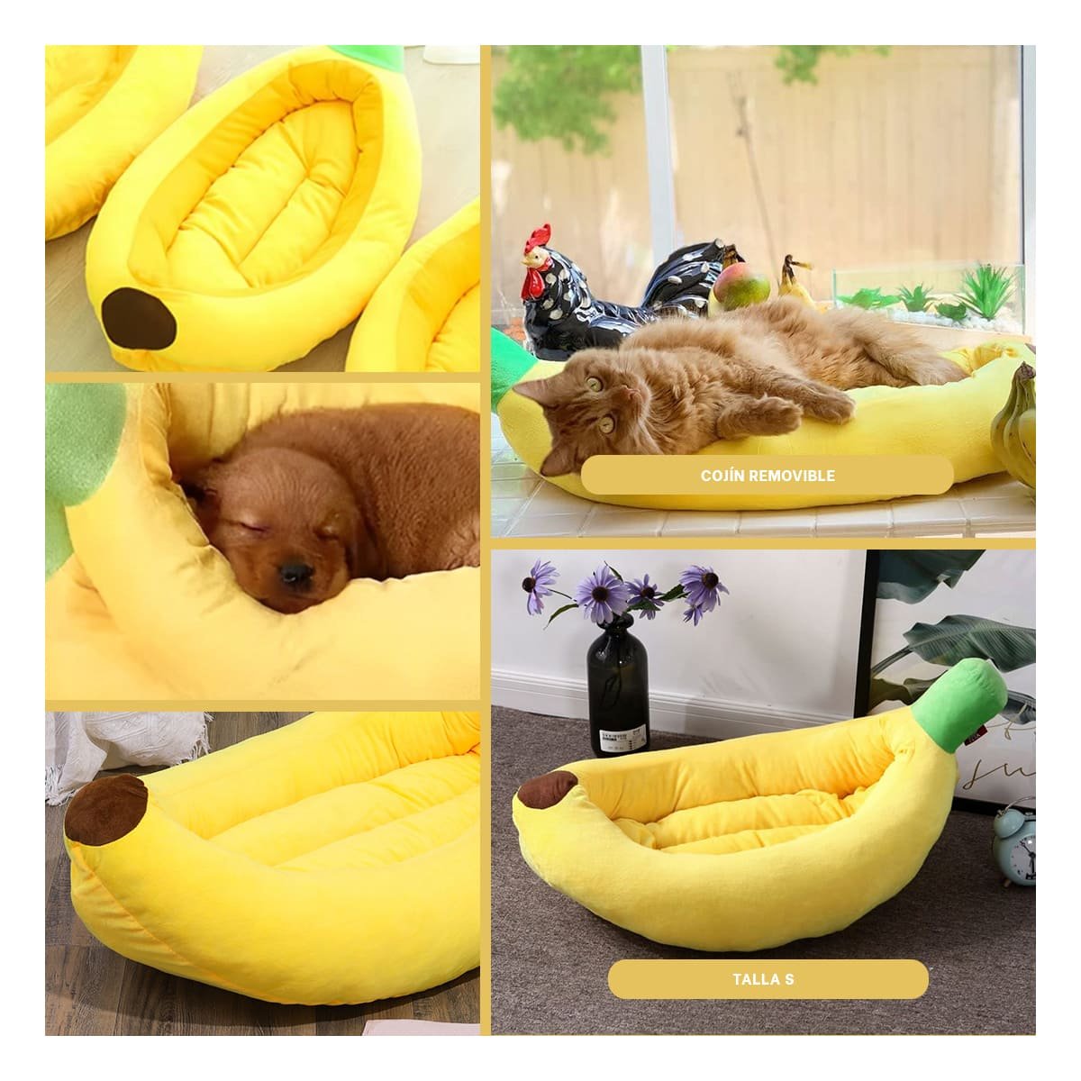 BASE CONFORTABLE Y ENVOLVENTE TIPO PLATANO PARA MASCOTA TALLA S Y+POST IT - 5