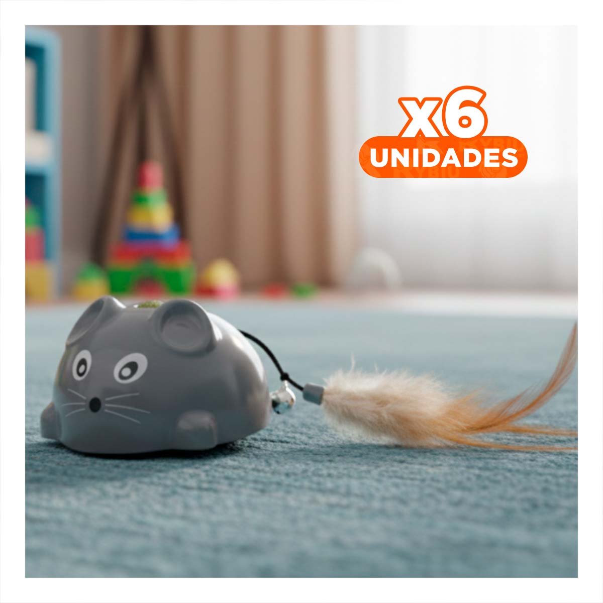 PACK6 RATON INTERACTIVO PLOMO CON CATNIP PARA SU TARDE DE JUEGOS REAL Y+REGALO STICKER - 1