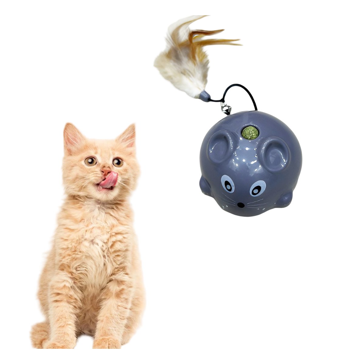 PACK6 RATON INTERACTIVO PLOMO CON CATNIP PARA SU TARDE DE JUEGOS REAL Y+REGALO STICKER - 2
