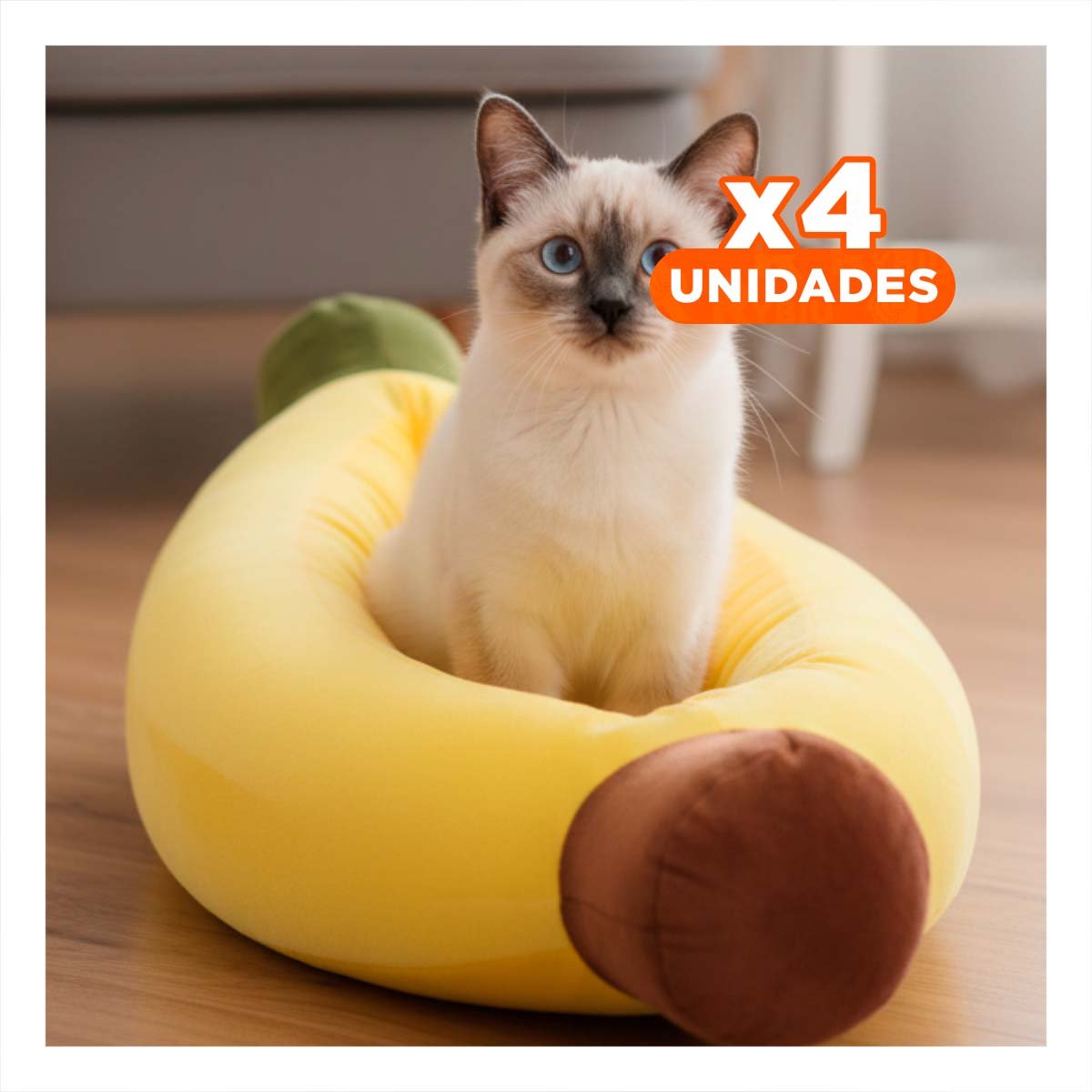PACK4 DESCANSO COMODO CON FORMA DE PLATANO PARA MASCOTA TALLA S AMARILLO - 1