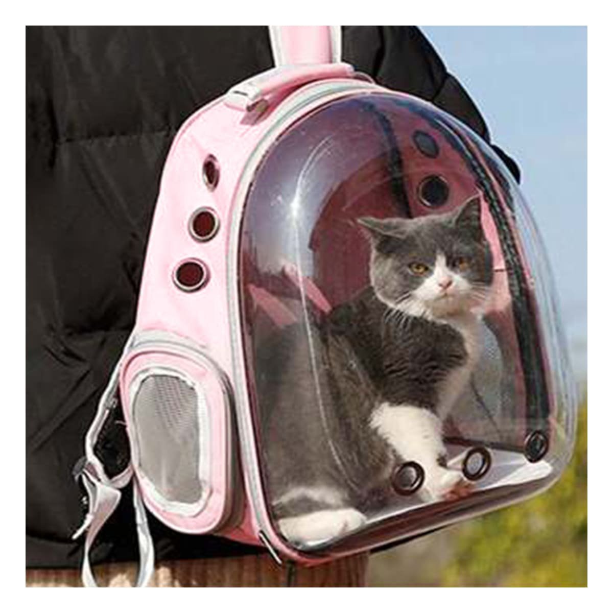 PACK2 CARRIER PORTATIL PARA GATO EN ROSADO CON BURBUJA AMPLIA Y SOPORTE FIRME Y+PAPEL REGALO - 2